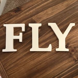 Letters - F - L - Y. FLY. Wall decor. Good condition. 5 inches in length. White
